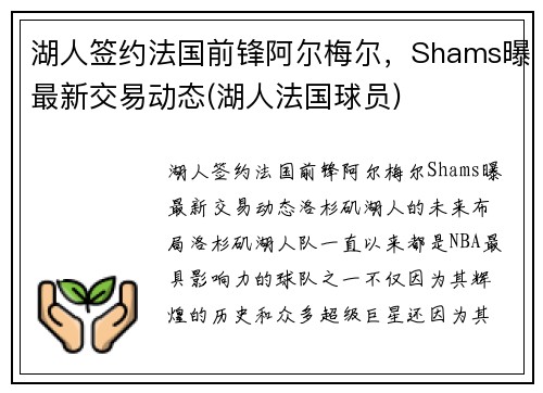 湖人签约法国前锋阿尔梅尔，Shams曝最新交易动态(湖人法国球员)