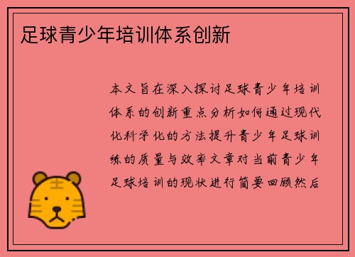 足球青少年培训体系创新